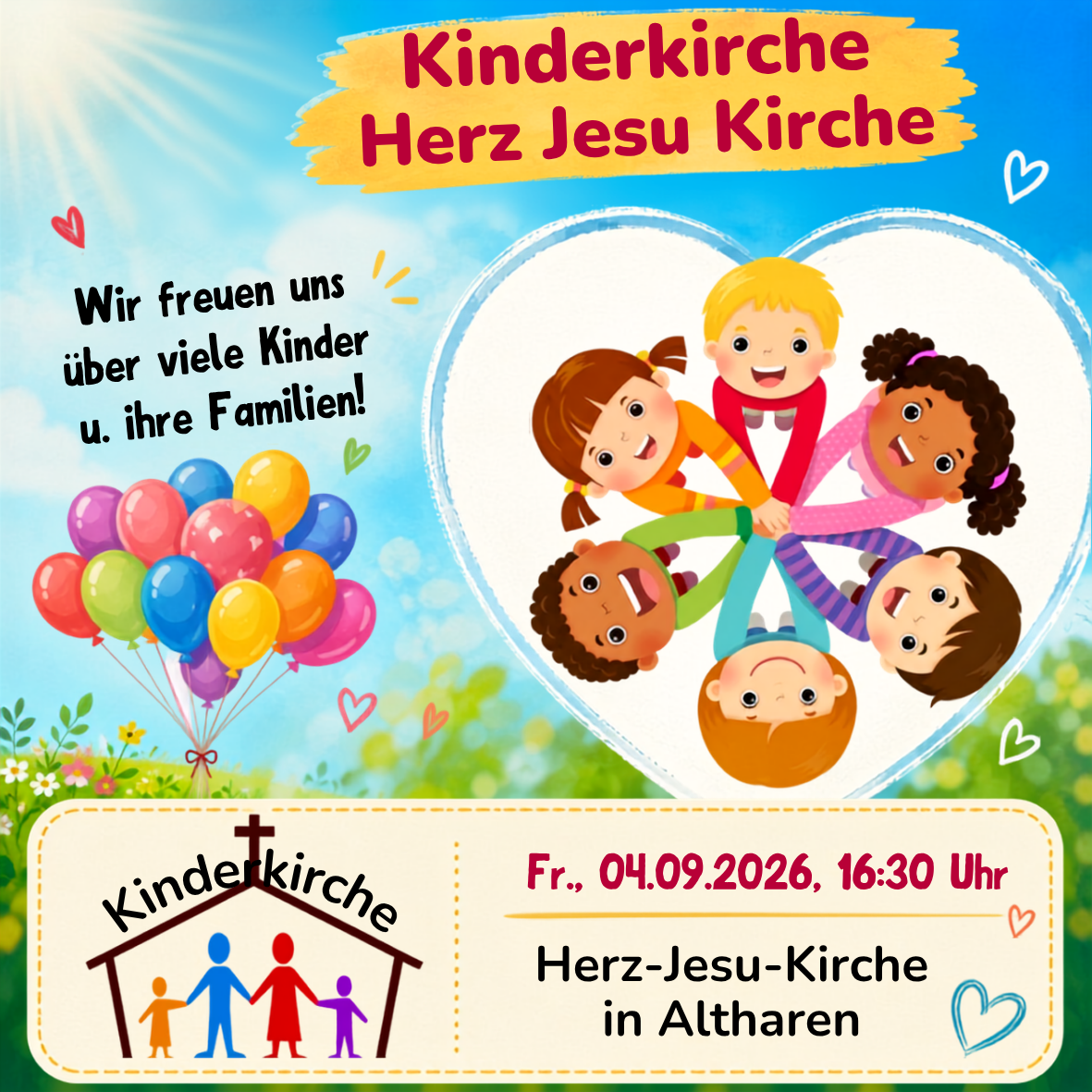Fr., 04.09.2026, 16:30 Uhr Kinderkirche in Herz Jesu Altharen