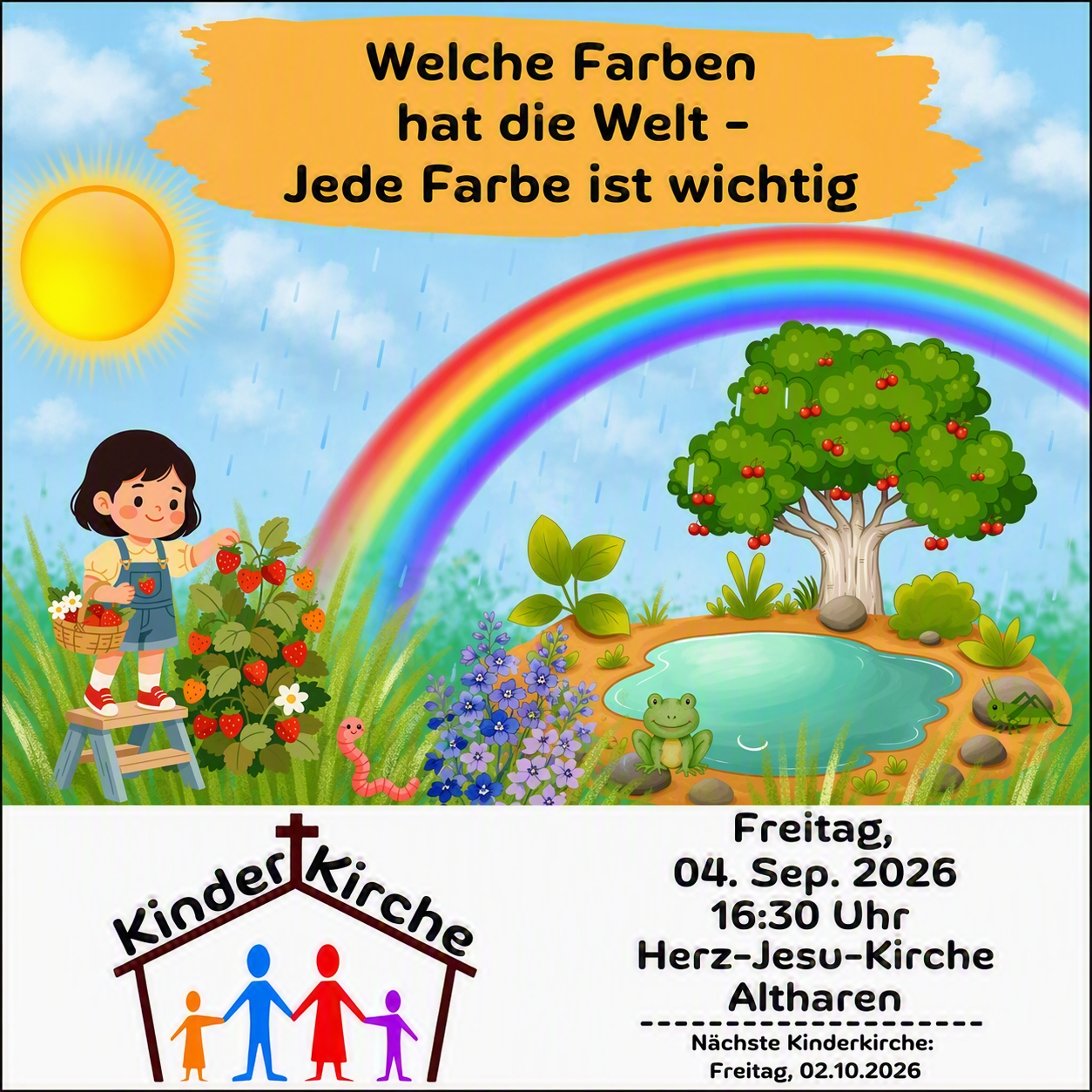 Fr., 04.09.2026, 16:30 Uhr Kinderkirche in Herz Jesu Altharen