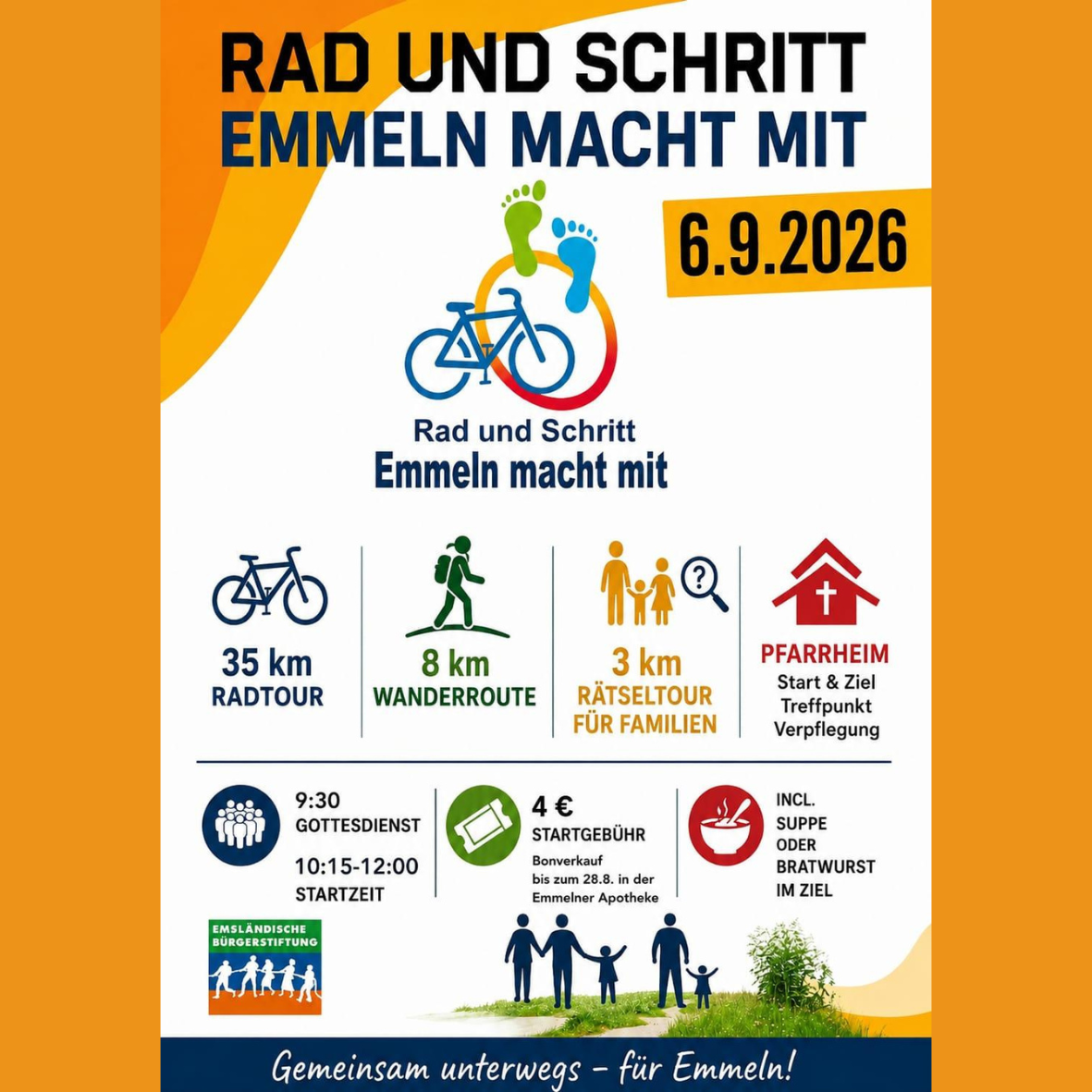 So., 06.09.2026, 9:30 Uhr hl. Messe "Rad und Schritt Emmeln macht mit!"