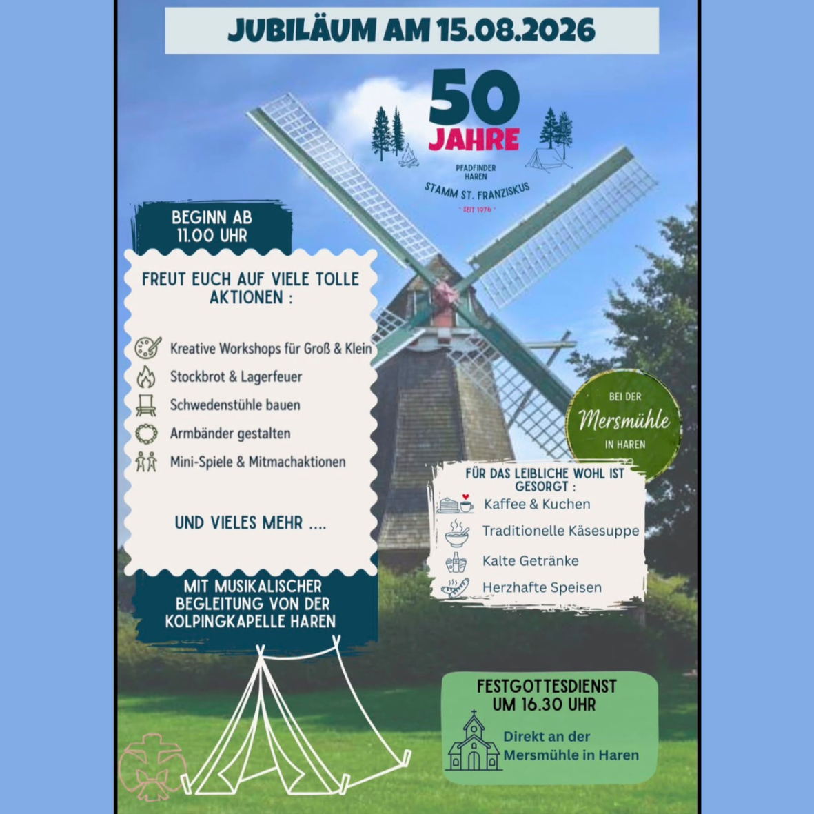 Open Air Festmesse zur Jubiläumsfeier 50 Jahre Pfadfinder Haren an der Mersmühle