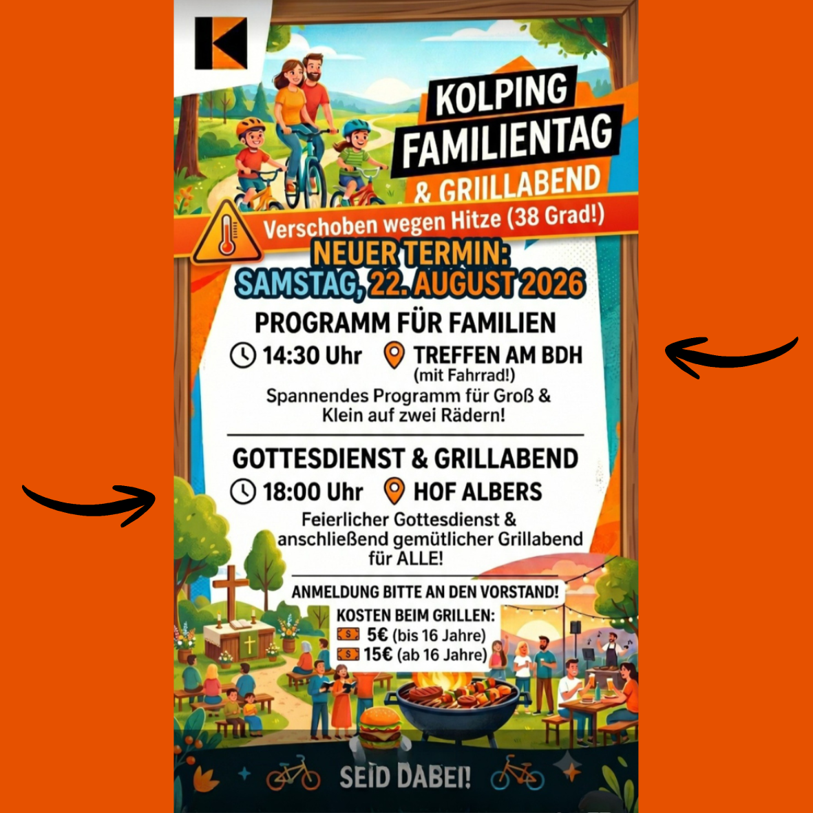 Sa., 22.08.2026, 14:30 Uhr Familientag Kolping ab BDH